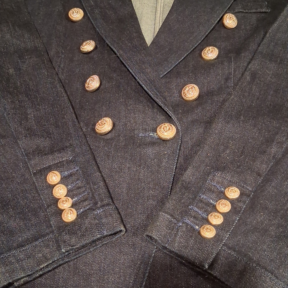 Chic Black Blazer with Gold Accent Buttons